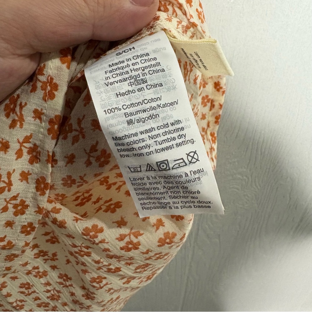 Madewell Floral Ruffle Blouse in Cream and Orange - Picture 9 of 13